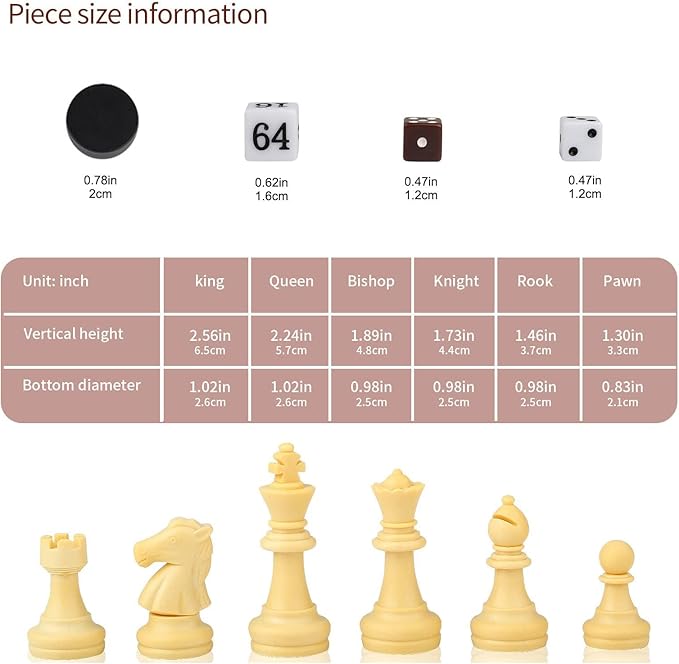 12.5" Magnetic 3-in-1 Large Travel Chess Checkers Backgammon Set - Foldable and Portable Board Game with Premium Chess Pieces for Adults and Kids