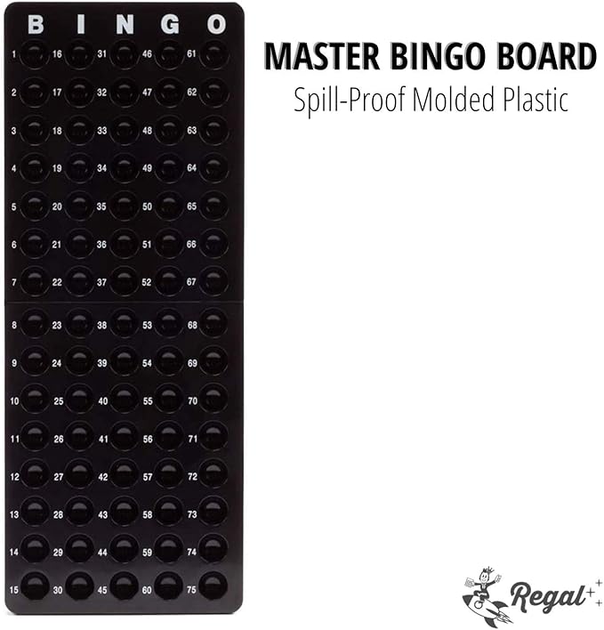 Regal Bingo Family Bingo Game Set with 8" Wheel Cage, Bingo Cards with Sliding Windows, Bingo Balls & Master Board - Large Group Bingo Games for Adults