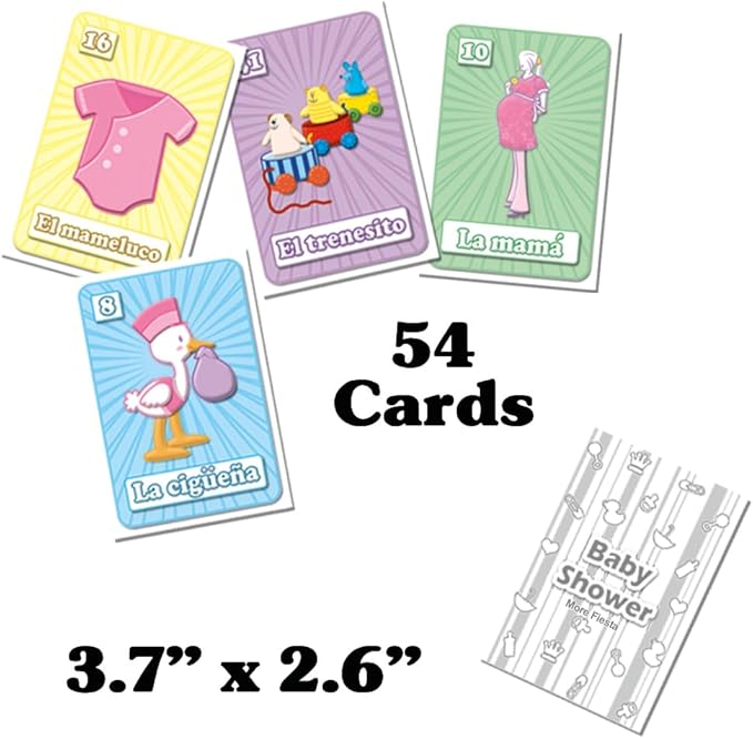 More Fiesta Baby Shower Bingo Game in Spanish, for 40 Players