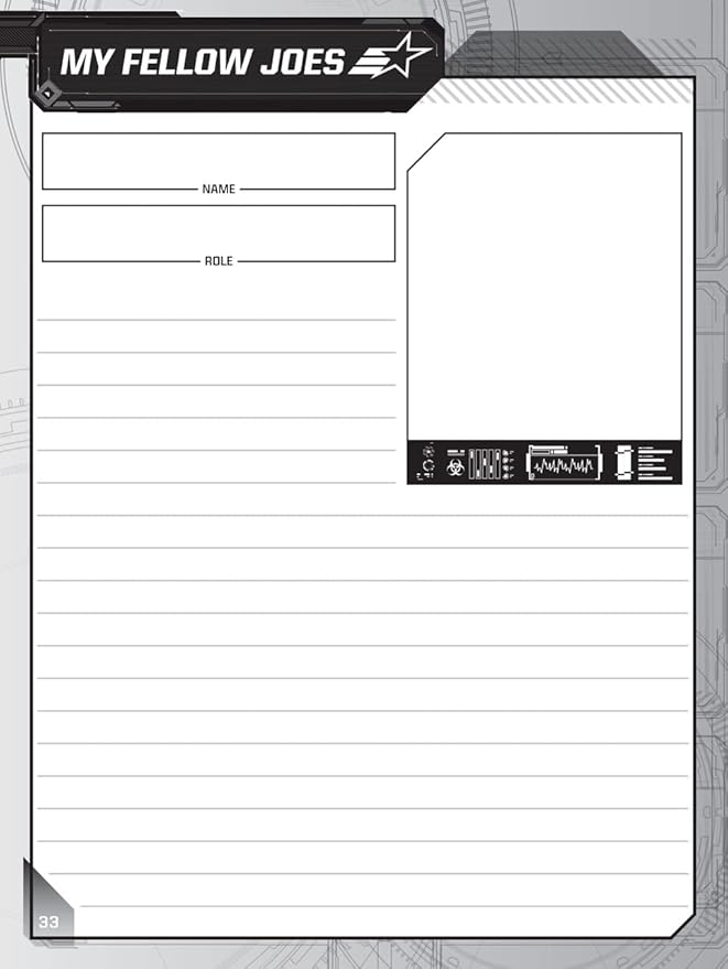 Renegade Game Studios G.I.I JOE Roleplaying Game Expanded Character Sheet Journal