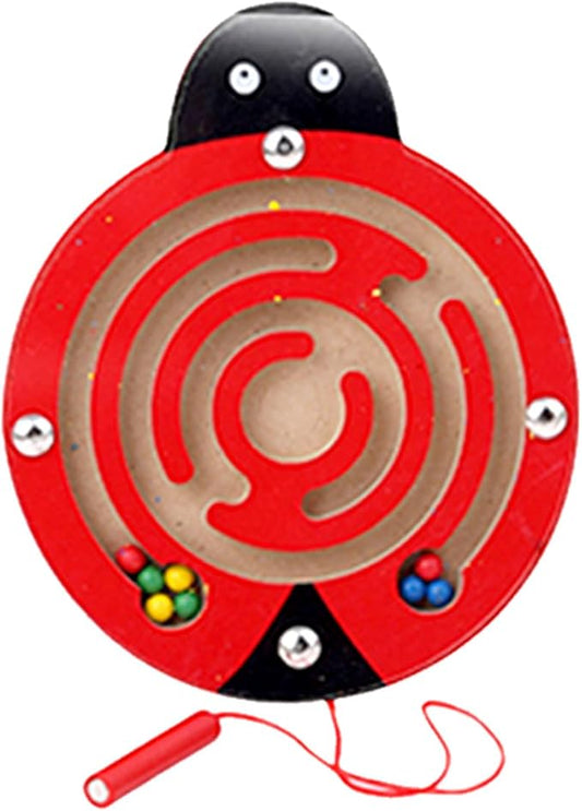 Wooden Maze Toys,1 Pack Maze Puzzle Game Montessori Labyrinth STEM Activity Puzzle Fine Motor Skill for 3 4 5 and 6 Year Old (Ladybug)