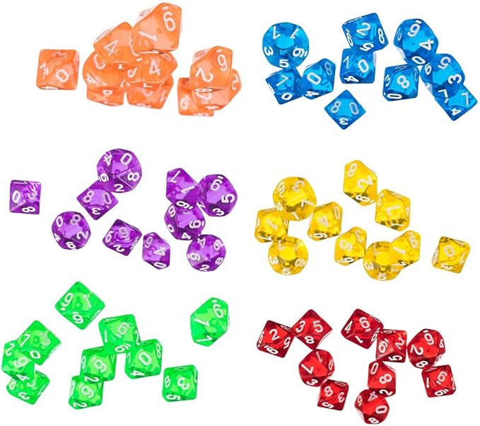 60PCS Polyhedral Dice D10 Dice Game Dice for RPG MTG DND Dice Table Games Board Game (Color 1)