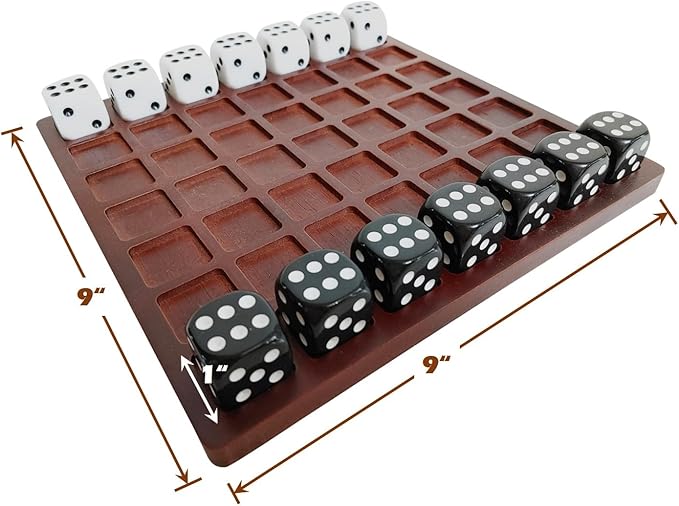 Dice Battle, 2 Player Board Games, Durable 2 Person Wooden Coffee Table Games for Adults, 2 Player Bar Dice Games, Indoor Tabletop Game & 2 Players Wood Table Top Dice Game (Single(2)/Brown)