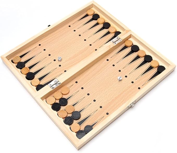 Chess Set,Folding Storage Wooden Chess Board Sets,17" Wooden Chess,3 in 1 Chess Board Game for Adults and Kids (Chess,Backgammon,Checkers)