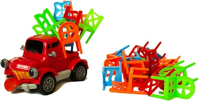 Fotorama Pick-Up Pete | The Ultimate Chair Stacking Game! Perfect for Remote Family Home Entertainment, Stack Colorful Chairs on Pete The Motorized Pick-Up Truck