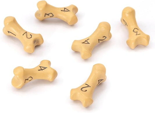 D4 Dice Set - Set of Six 4 Sided Dice - Skull & Bone Themed RPG Dice. Cool & Unique Gift and Compatible with Dungeons & Dragons (DND), D&D, Pathfinder, D and D. (Ancient Bone Yellow)