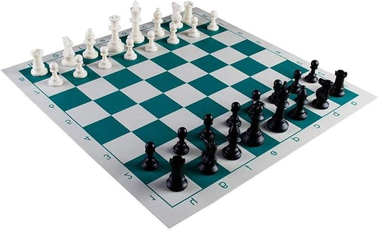 20 Inch Premium Portable Roll Up Chess Set, Durable Vinyl Chess Board Plastic Pieces & Convenient Carrying Bag, Ideal for Travel, Outdoor Fun, and Game Nights