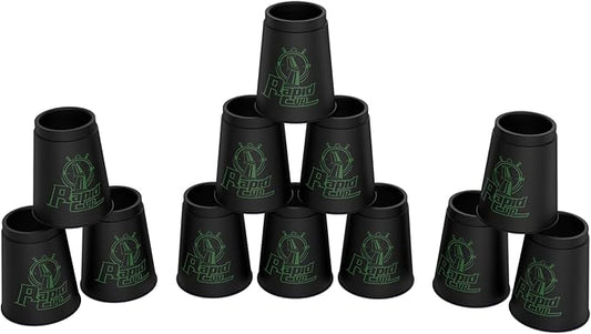 DEWEL Stacking Cup Game, 12pcs Cup Stacking Set, Sport Stacking Cups, Classic Stacking Toy, Family Game, Great Gift Idea for Stack Games Lover, Stacking Cups for Adults, Kids (Black)…