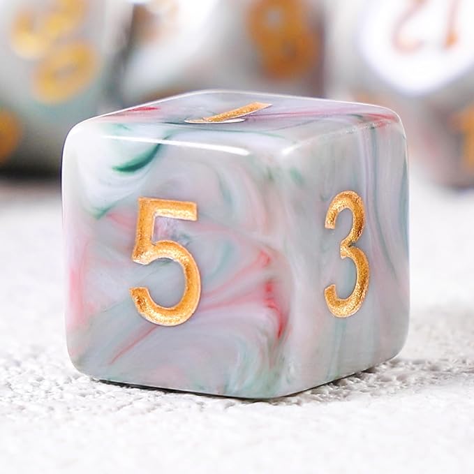 Role Playing Dice Set - 16mm Polyhedral DND Dice in Mixed Colors (Red, Dark Green, Light Green) - Perfect for Dungeons and Dragons, Tabletop Games, and Math Teaching