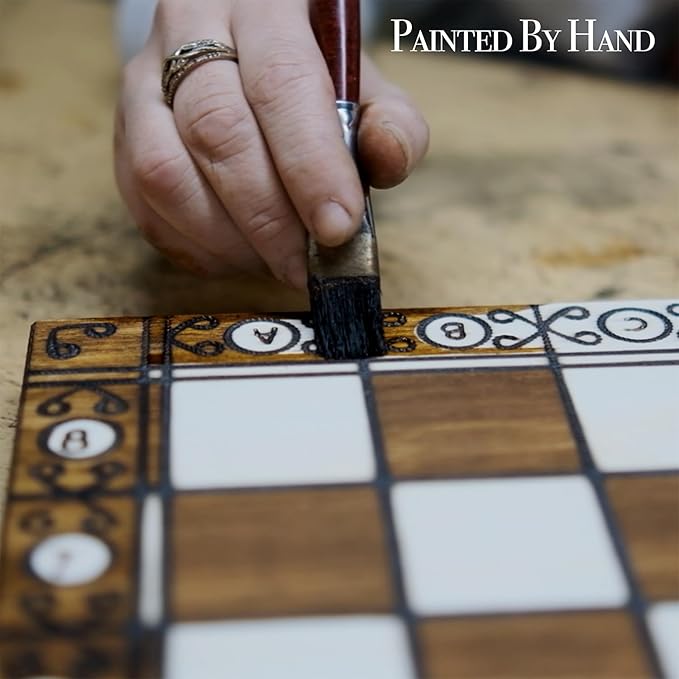 Wegiel Legate Luxury Wooden Chess Set for Adults and Kids - 18 Inch Handcrafted from Premium Beech and Birch Wood - Unique Folding Design with Chess Piece Storage