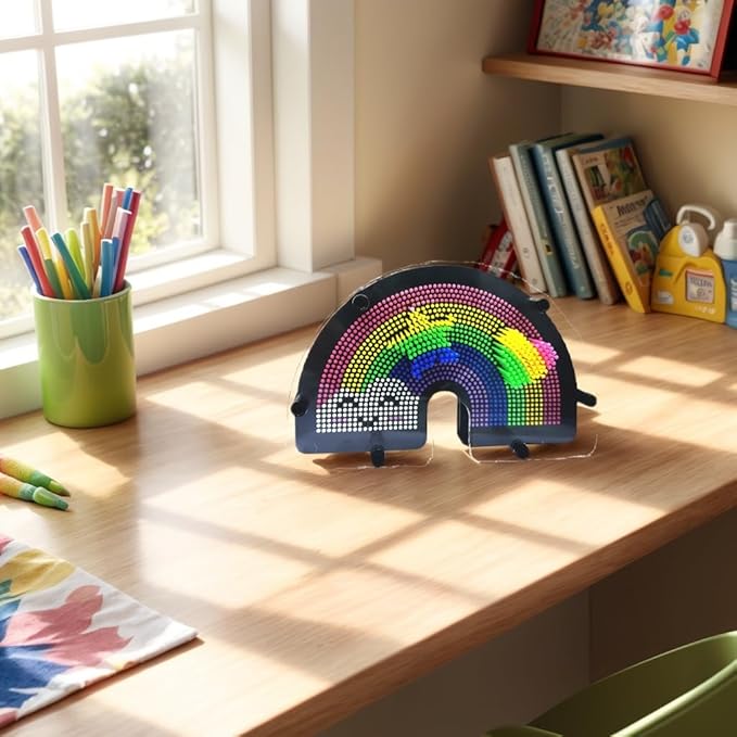 3D Pin Art Sensory Toy Size 8x4 Inches Needles Pin Impression Toy Intellectual Fun Rainbow Toys(Smiling Rainbow)