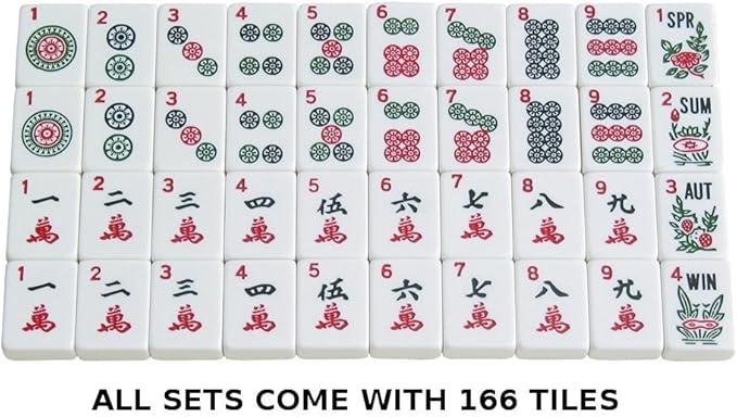 American Mah Jongg Set by White Swan – 166 White Engraved Tiles – 4 x All-in-One Rack/Pushers – Aluminum Case - Red