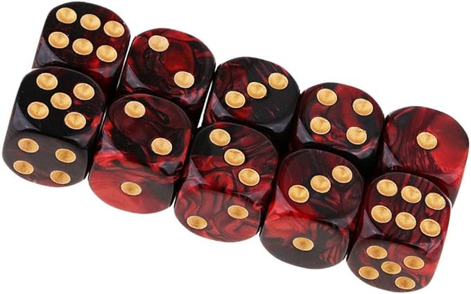 20PCS Polyhedral Dice D6 Dice 16mm Acrylic 6 Sided Dice Game Dice for RPG MTG DND Dice Table Games (Blue Black and Red Black)