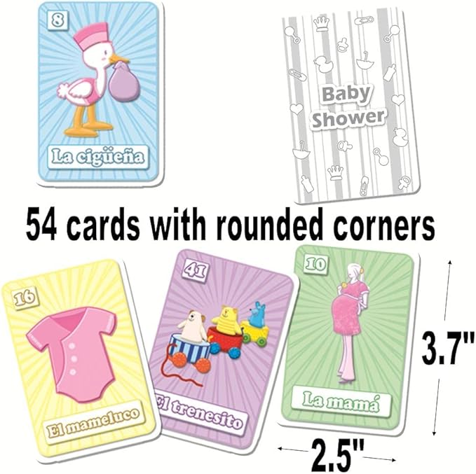 MoreFiesta Baby Shower Mexican Bingo Game in Spanish, for 30 Players
