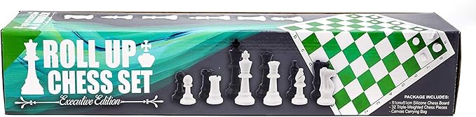 20 Inch Premium Portable Roll Up Chess Set, Durable Vinyl Chess Board Plastic Pieces & Convenient Carrying Bag, Ideal for Travel, Outdoor Fun, and Game Nights