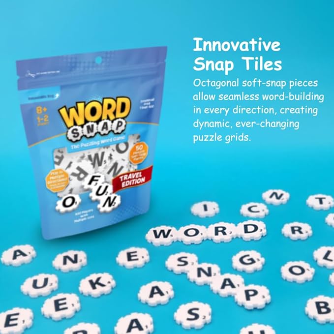 Game Travel Edition, Word Puzzle for Adults, Family, and Kids, Fun Game for Ages 8+, Travel Size, 1-2 Players