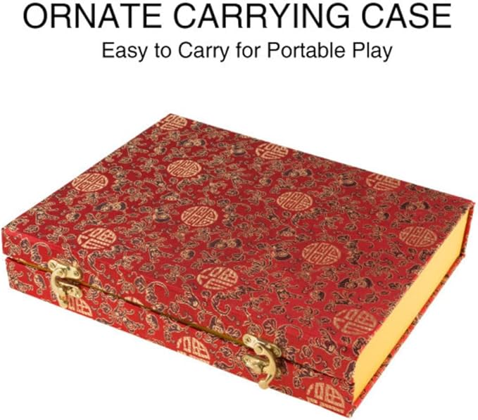 Hey! Play! Chinese Mahjong Game Set with 146 Tiles, Dice, and Ornate Storage Case for Adults, Kids, Boys and Girls