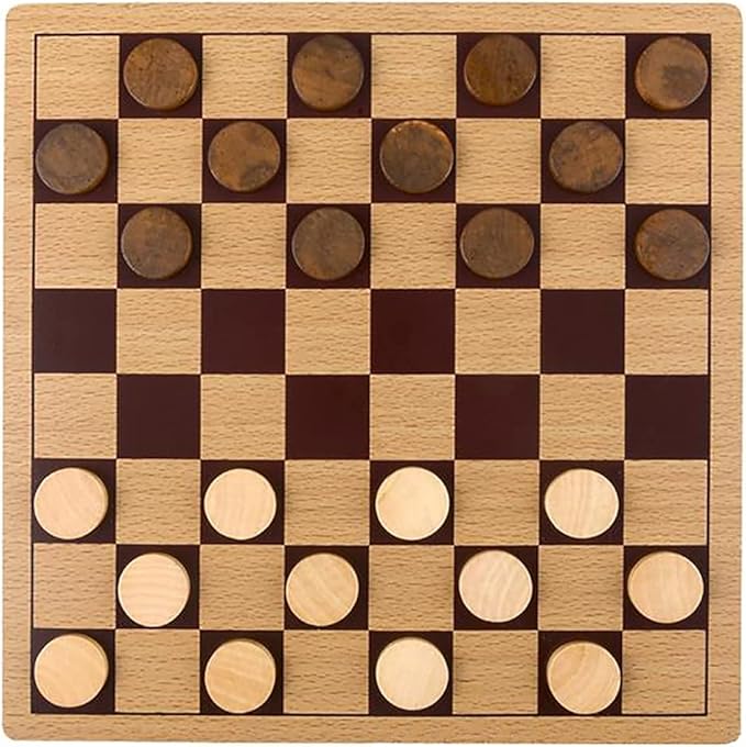 The Dreidel Company Classic Wooden Board Games, Great for Prizes, 10" (10" Wooden Checkers)