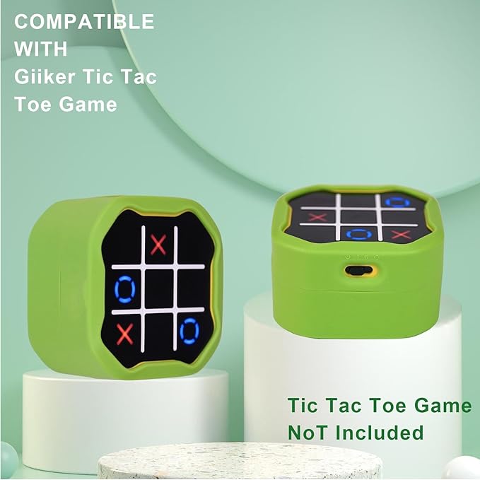 YouKnow Silicone Case Compatible with GiiKER Tic Tac Toe Bolt Game 3-in-1 Handheld Puzzle Game Console, Fidget Toys Board Games Cover for Kids and Adults (Case Only) (Green)