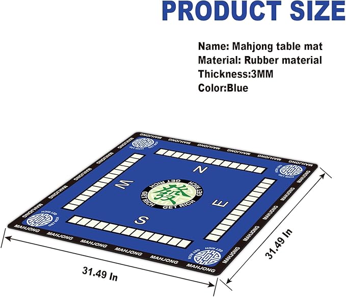 2025 Mahjong Mat,32.4 * 32.4 Inch Mahjong Mat for Table - Premium Noise Reduction and Non-Slip Game Mat Surface for Poker, Board Games Table Mat, Card Games, Tile Games