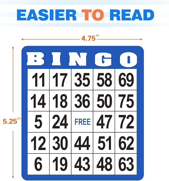 GSE Games & Sports Expert 100-Pack Multi-Color Bingo Game Cards with Easy Read Numbers, Reusable Paper Bingo Sheets for Large Groups, Family/Friend Parties