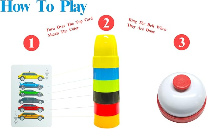 Quick Cups Games Set for Kids,Classic Speed Cups Games Set Parent-Child Interactive Game,24 Cups,24 Stickers,1 Bells,54 Challenges Cards