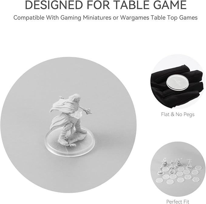 100PCS Miniature Bases+120PCS Adhesive, 32mm or 1.26inch Round Clear Black Plastic Model Bases for Gaming Miniatures Collectible War Table Game or Wargames Board Game