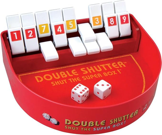 Tabletop Dice Game, Shut The Box, Kids Teens Adults Family Game Night, Portable Felt-Lined Travel Game, 1-4 Players, Ages 8+, Double Shutter by Blue Orange Games