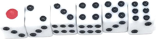 100pcs 8mm White Dice with Black Pips Dots for Board Games, Activity, Casino Theme, Party Favors, Toy Gifts by Gocomcom