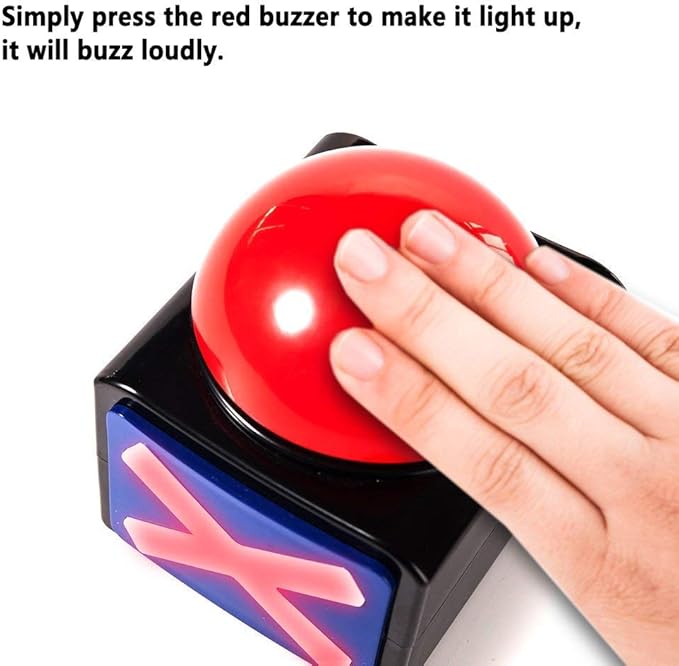 Game Answer Buzzer 2 Pcs, Game Buzzer Alarm Sound Play Button with Light Trivia Quiz Got Talent Buzzer Toys for Kids Adult