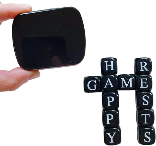 Crossword Solitaire Dice Game, Game Word Dice, Funny Puzzle Game with Letter Dice, Travel Spelling Game with Small Case (Black)