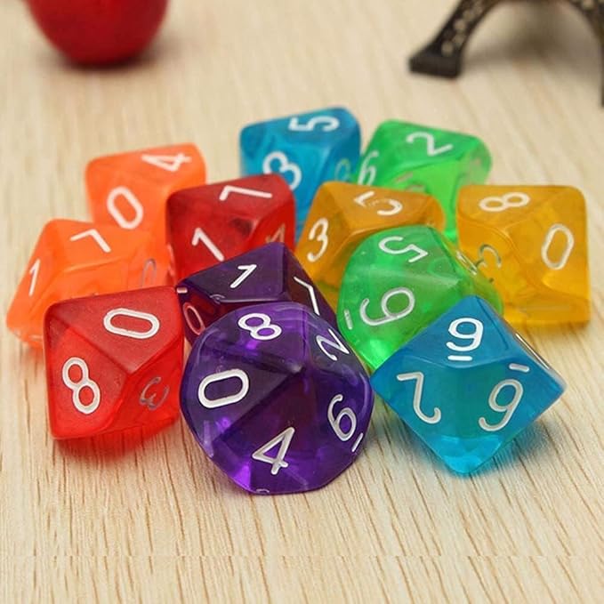 10 Pcs Red D10 Polyhedral Dice, Role Playing, Family Party Favor, 10 Sides Acrylic Dice Transparent Dice for Table Games,Dice and Accessories