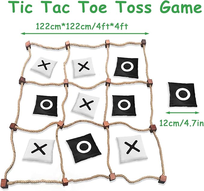 Large XO Board Game, Bean Bag Toss Outdoor Games for Kids, Wood Yard Toss Game with X and O Pieces Storage Bag for Kids Backyard Lawn Camping Games