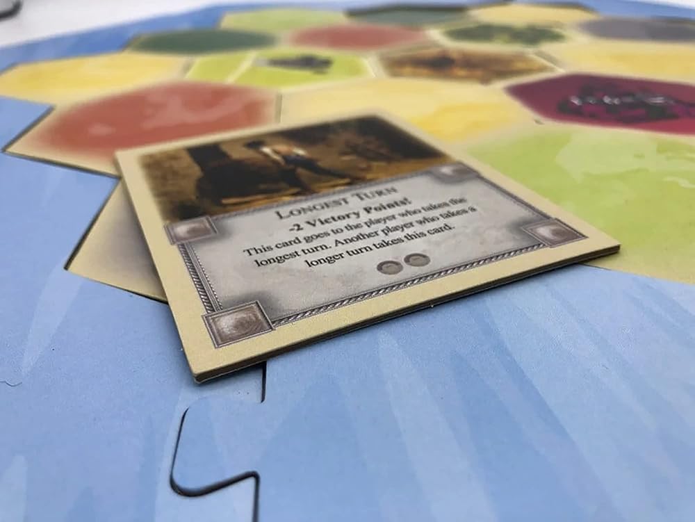 Longest Turn Card compatible with Catan's Settlers of Catan 5th Edition, Seafarers, Cities and Knights and Catan Expansions