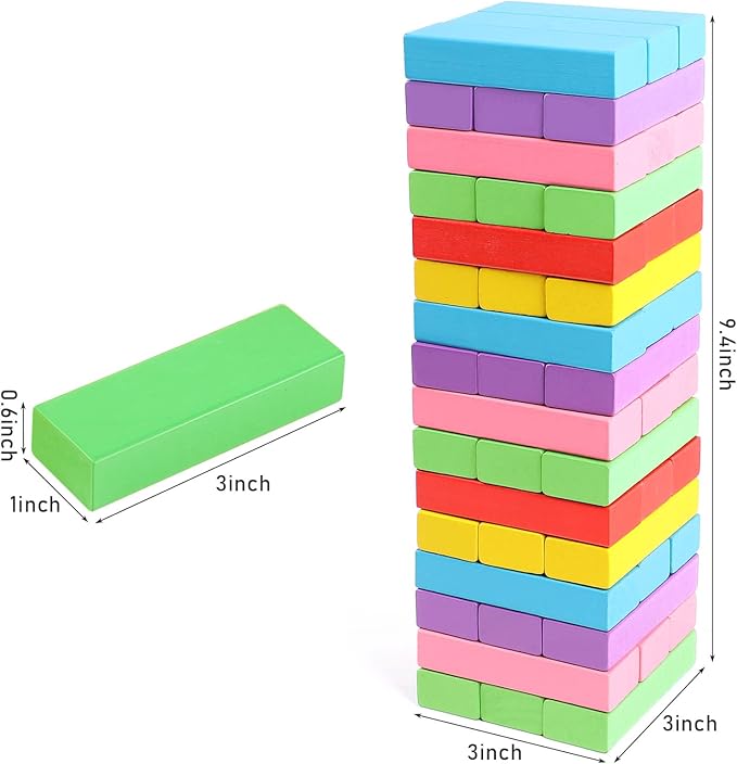 Lewo Wooden Stacking Board Games Building Blocks for Kids Boys Girls- 48 Pieces