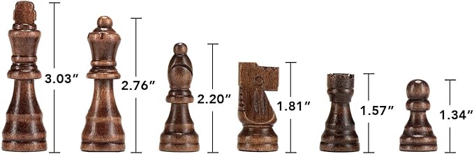 AMEROUS Magnetic Wooden Chess Pieces, Tournament Staunton Wood Chessmen Pieces Only, 3.03" King Figures Chess Game Pawns Figurine Pieces with 2 Storage Bags, Replacement of Missing Pieces