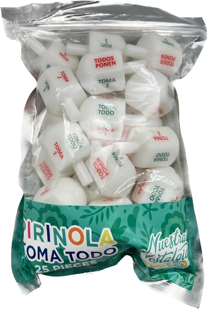 Set of 25 Toma Todos Pirinola Mexicana Spinner Mexican Plastic Spinning Top. Perfect for Mexican Fiesta Themed Party Board Games, Cinco de Mayo Family Game and Decoration