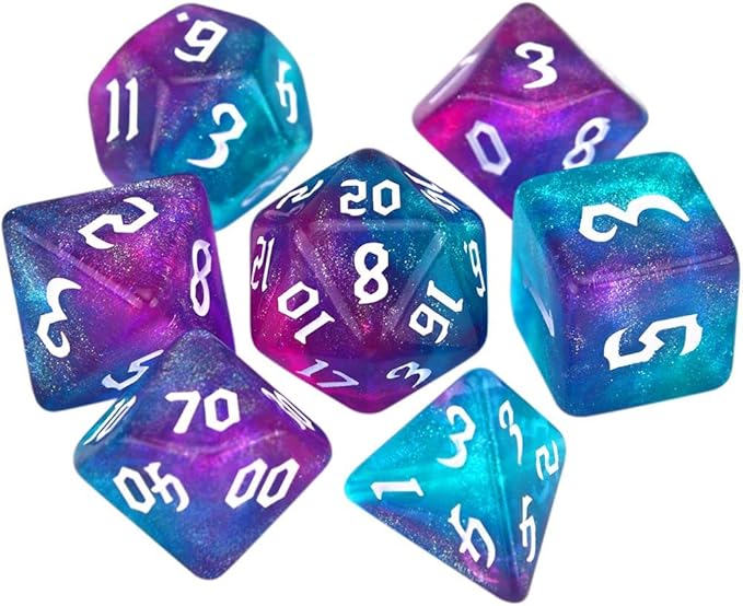 DND Dice Set Polyhedral 7-Die Two-Tone Dice Set D4 D6 D8 D10 D% D12 D20 for Tabletop Game