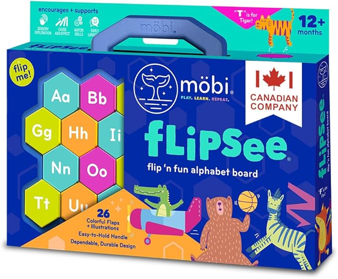 Mobi Flipsee Alphabet Learning Toy - Flip n' Fun Alphabet Board Toy, ABC Montessori Game for Kids, Colorful Letter Tiles Learning Games and Activity - for Ages 12 Months and Up (Pack of 1)