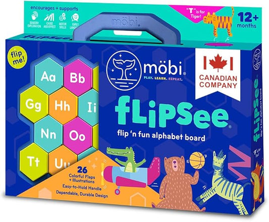 Mobi Flipsee Alphabet Learning Toy - Flip n' Fun Alphabet Board Toy, ABC Montessori Game for Kids, Colorful Letter Tiles Learning Games and Activity - for Ages 12 Months and Up (Pack of 1)