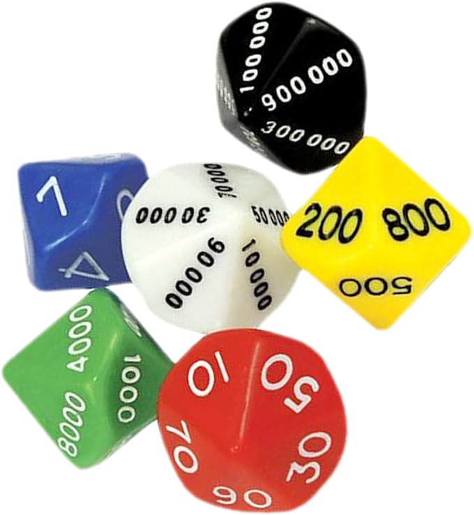24 Pcs Multi-Sided Game Dice Set, Large Portable Dice for Party Games, Assorted Colors, 0.86 * 0.86 * 3.14 Inch, Plastic, Mini Dice for Board Games and Party Props