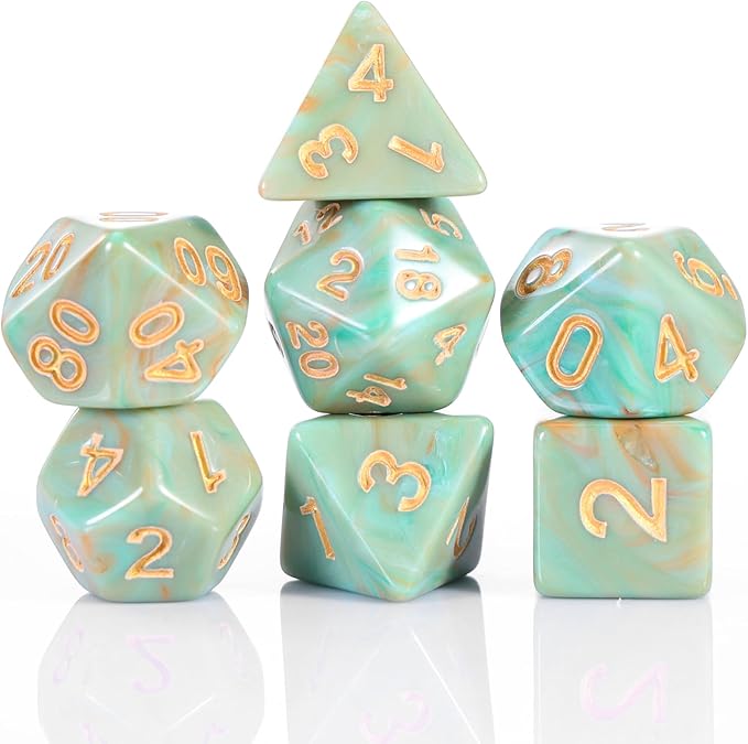 Role Playing Dice Set - 16mm Polyhedral DND Dice in Mixed Colors (Orange, Dark Green, Light Green) - Perfect for Dungeons and Dragons, Tabletop Games, and Math Teaching