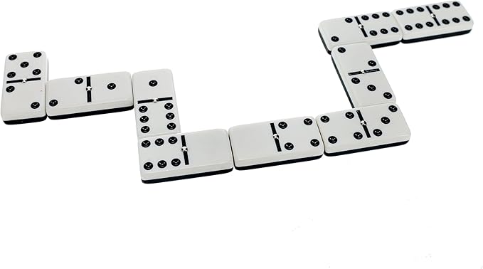 WE Games Two-Toned Black & White Double 6 Dominoes with Spinners - Ideal Size, Vintage Style Case, Family and Adult Board Games
