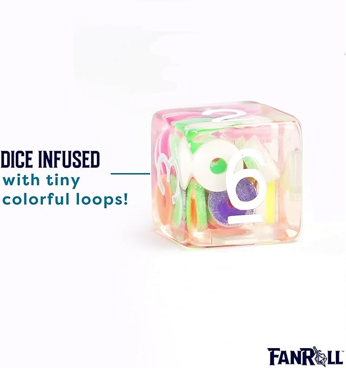 FanRoll 16mm Resin Poly DND Dice Set: Critical Loops, Role Playing Game Dice for Dungeons and Dragons