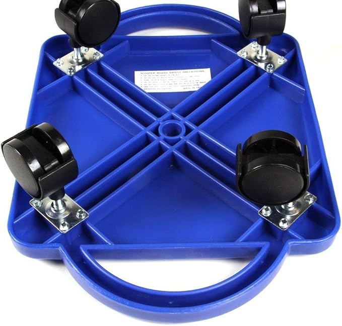 hand2mind Blue Indoor Scooter Board with Safety Handles for Kids Ages 6-12, Plastic Floor Scooter Board with Rollers, Physical Education for Home, Homeschool Supplies (Pack of 1)
