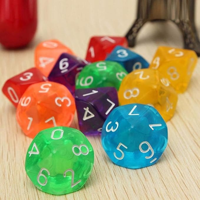 10 Pcs Red D10 Polyhedral Dice, Role Playing, Family Party Favor, 10 Sides Acrylic Dice Transparent Dice for Table Games,Dice and Accessories