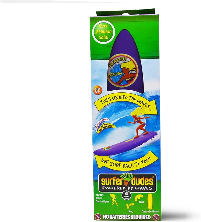 Surfer Dudes Classics Wave Powered Mini-Surfer and Surfboard Toy - Newport Naomi