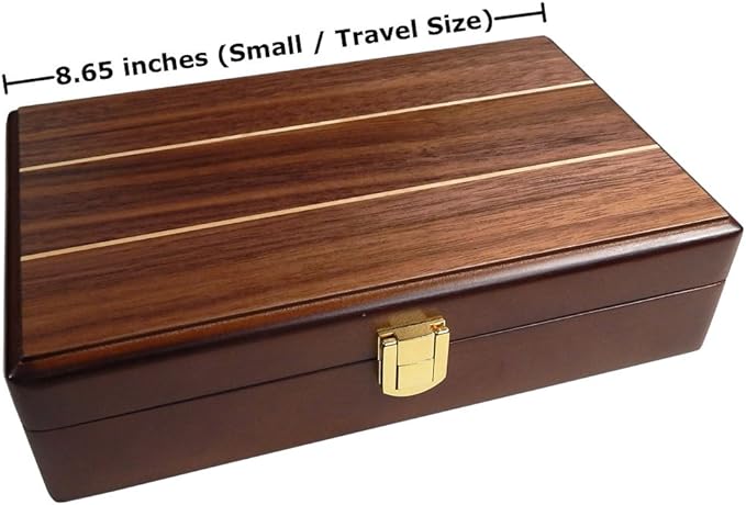 Tracy Mini Travel Rummy Tile Board Game in Wood Case with Wooden Racks and Urea Tiles