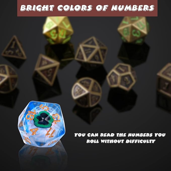 DND Dice Rolling Eyeball D20 Dungeon & Dragon Dice with a Green Bloodshot Eyeball, D20 Blue Polyhedral Dice-5e DND Accessories Board Game for Roleplay Game Starter Beginner