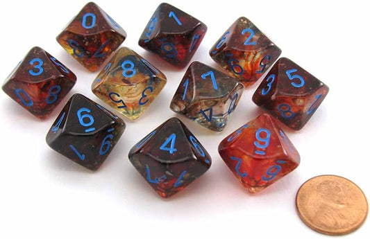Chessex d10 Dice Set: Nebula Luminary - Primary w/Blue (10)